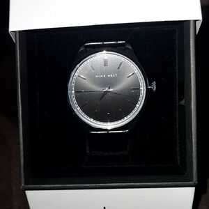 Nine West Black Dial Men's Watch with Silver Details